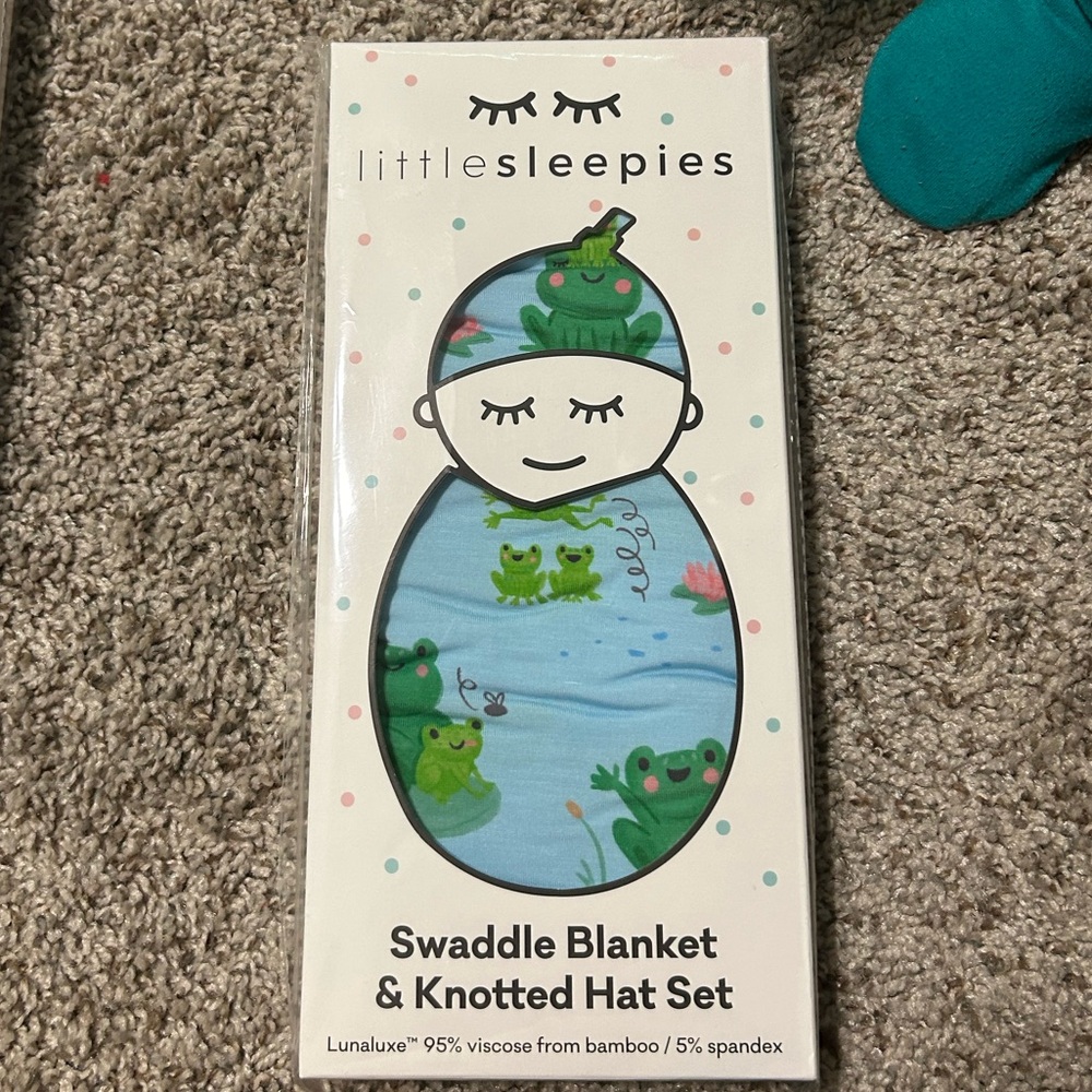 Little Sleepies Swaddle Blanket & Hat Set - Leapin Love